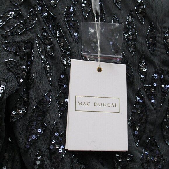 Mac Duggal 5124 Womens Dark Gray Beaded Long Sleeve Evening Gown - Picture 11 of 13